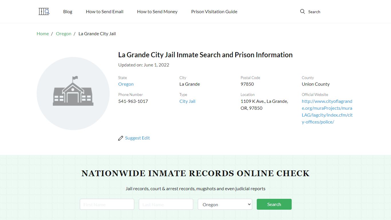 La Grande City Jail Inmate Search, Visitation, Phone no ...